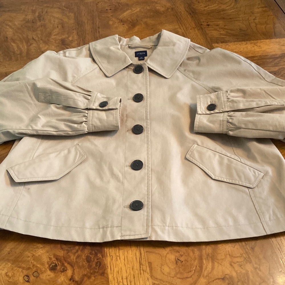 J. Crew Factory khaki Short Trench Coat. Size medium.